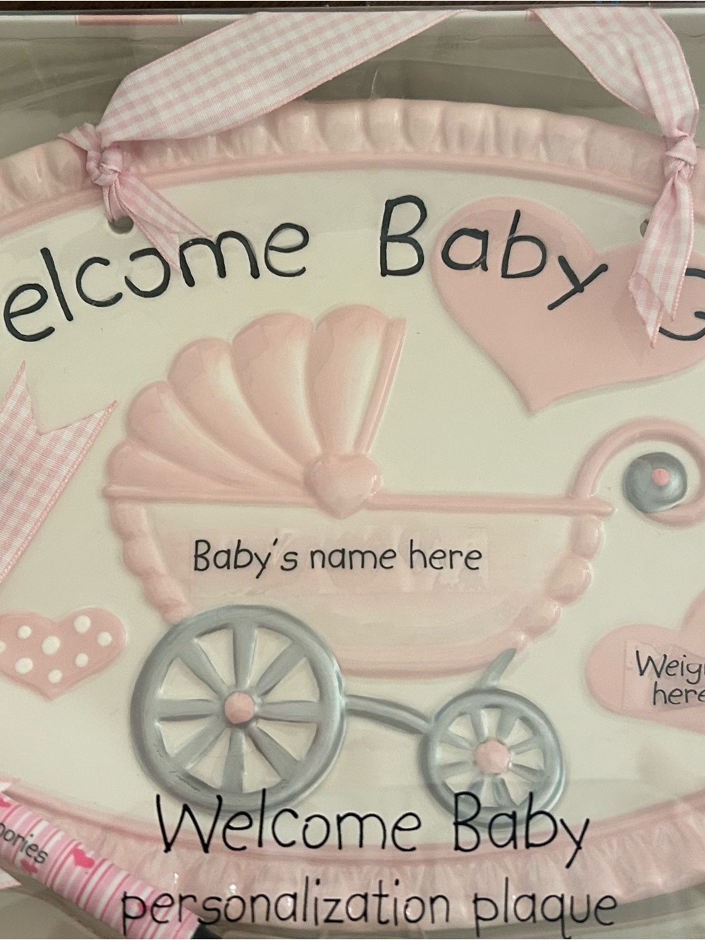 Welcome Baby Pink Personalization Plaque - Baby Shower Sign